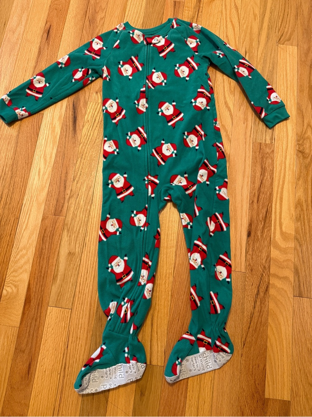 Carter's 5T Green Santa Print Footed One-Piece Pajamas